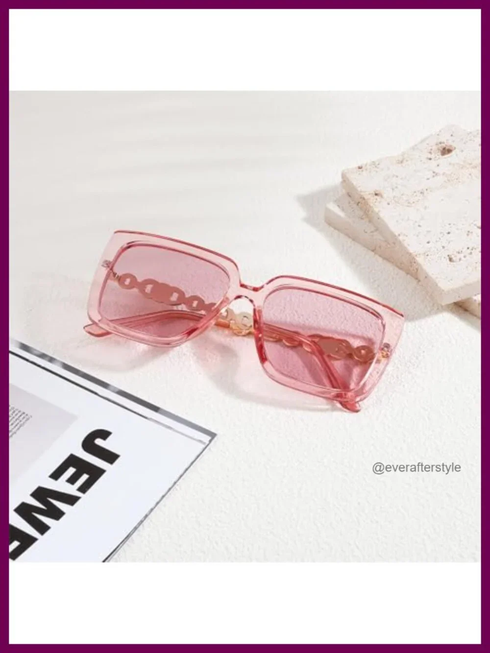 Women's Oversized Square Sunglasses UV400 Polarized Pearl Inlay Cat Eye Frame